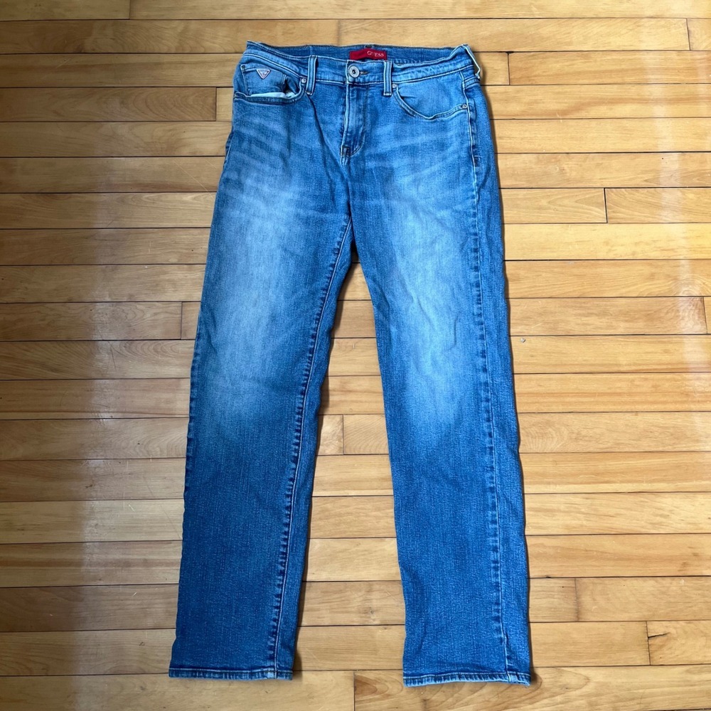 Guess Los Angeles Lincoln Slim Straight Jeans Blue Medium Wash Mens 32x32